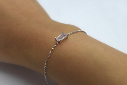 Ameya अमेय | Rosenquarz | Armband | Silber | Rhodiniert